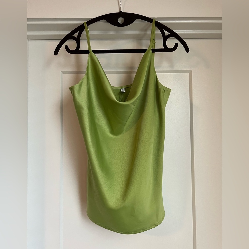 Lime Satin Cowl Neck Camisole